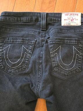 True Religion Black Washed Jeans with Contrast Stitching